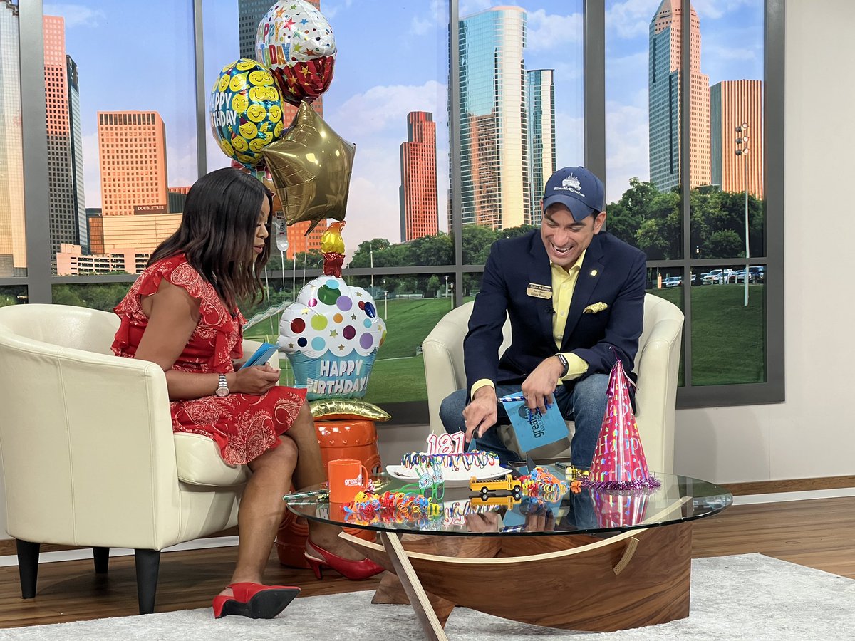 Happy 187th Birthday 🥳 🎂 <a href="/HoustonTX/">City of Houston</a> 👏 Thank you <a href="/KHOU/">KHOU 11 News Houston</a> 11 and <a href="/GreatDayHouston/">Great Day Houston</a> for celebrating with <a href="/McKinneysHOU/">Mister McKinney's Historic Houston</a> &amp; <a href="/heritagesociety/">The Heritage Society</a> ….as Mayor <a href="/SylvesterTurner/">Sylvester Turner</a> always say… “Houston, the #BestIsYetToCome”!