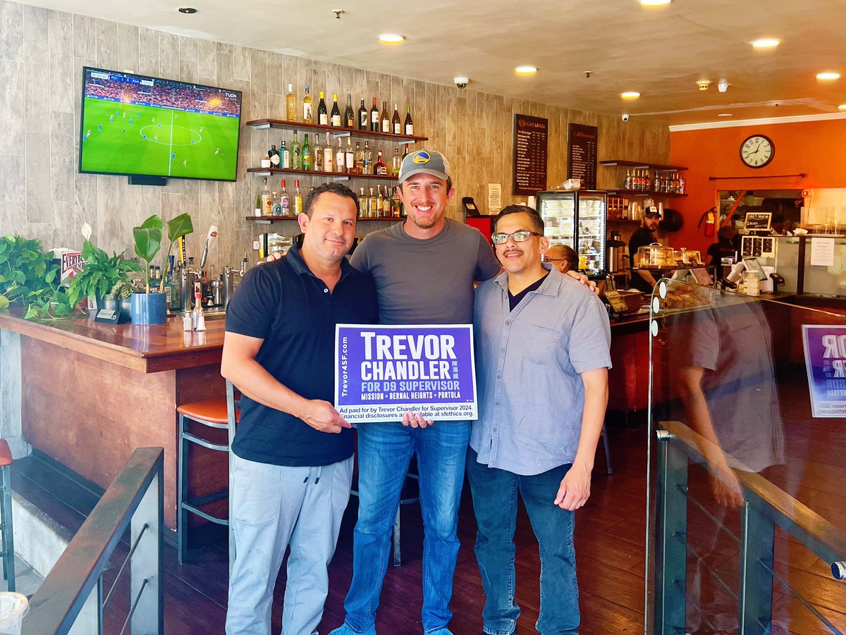 Trevor4SF's tweet photo. The Martinez Family and Cafe/Bar La Taza are on Team Trevor! I am so grateful to have this Mission institution and life-long San Francisco family supporting our campaign to bring common sense to City Hall, SF only succeeds when our small businesses succeed! https://t.co/uaYTp5U8r3