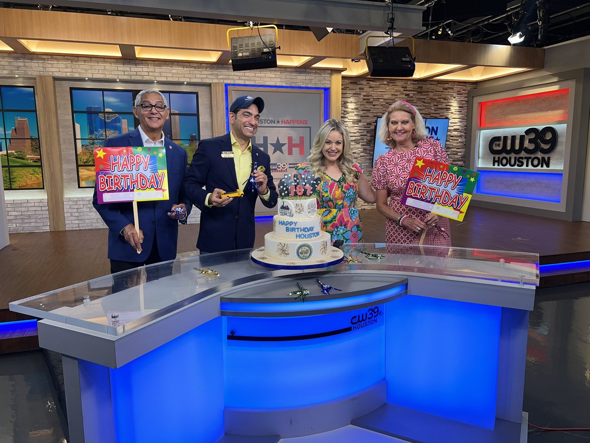 A very HAPPY 187th BIRTHDAY 🎂 🎉 to <a href="/HoustonTX/">City of Houston</a> 🥳 #ThankYou to <a href="/maggiesworld/">CW39 Houston Maggie Flecknoe</a> &amp; <a href="/CW39Houston/">CW39</a> for helping <a href="/mistermckinney/">Mr. McKinney</a> &amp; the <a href="/heritagesociety/">The Heritage Society</a> celebrate on air! 📺

<a href="/Houstonians/">Houstonians</a> go out and do something nice for our beloved 💕 city 🏙️ today!!