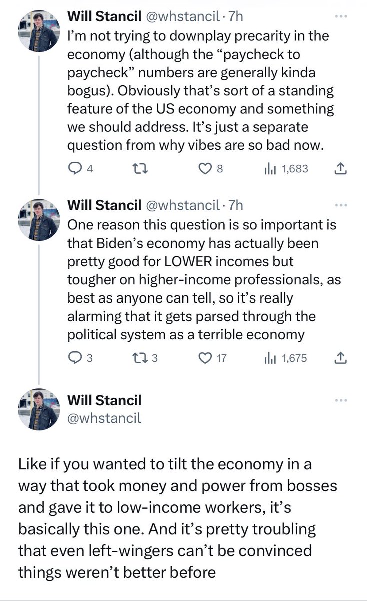 It's kind of funny in a sad way that when it seems that quantitative compensation trends are inadequate to explain workers' disgruntlement people default to "poor people are stupid" instead of even broaching the question of the qualitative aspects of work