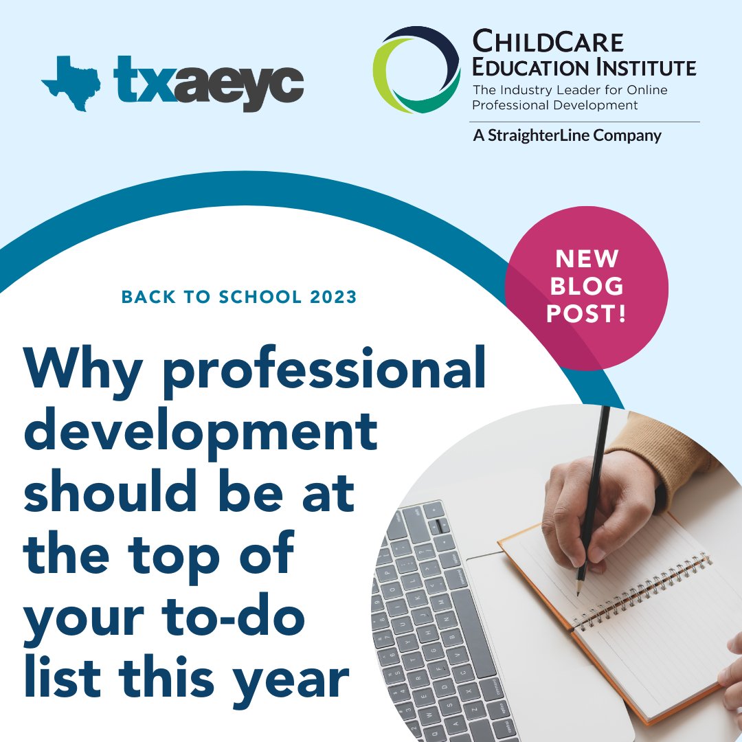 TXAEYC (@texasaeyc) on Twitter photo Our partners <a href="/CCEIOnline/">ChildCare Education Institute</a> share the benefits of prioritizing your professional learning in this new blog post! Check it out and other resources that TXAEYC and CCEI have to support your professional learning this school year at buff.ly/3YCMup7 Our partners <a href="/CCEIOnline/">ChildCare Education Institute</a> share the benefits of prioritizing your professional learning in this new blog post! Check it out and other resources that TXAEYC and CCEI have to support your professional learning this school year at buff.ly/3YCMup7