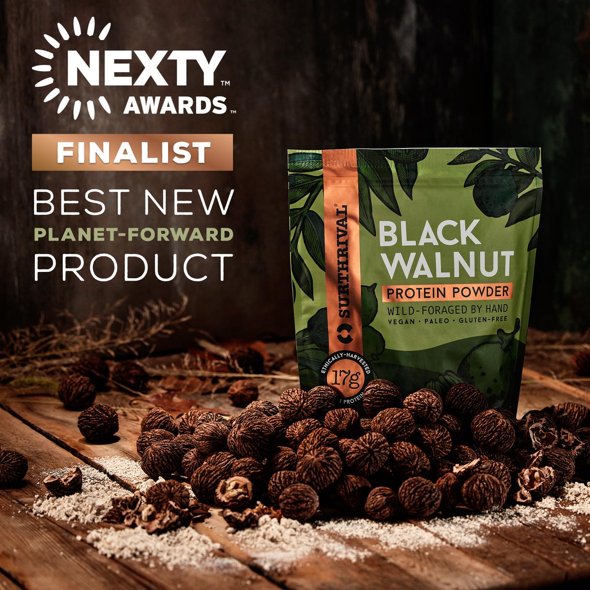 Whose a finalist for a Nexty Award at this years Expo East event? We are! Nominated for Best New Planet Friendly Product-Black Walnut Protein Powder, the first US Sourced, Wild-Foraged, CO2 Extracted Protein Powder! We're the last slide, last photo: bit.ly/45r7BNA