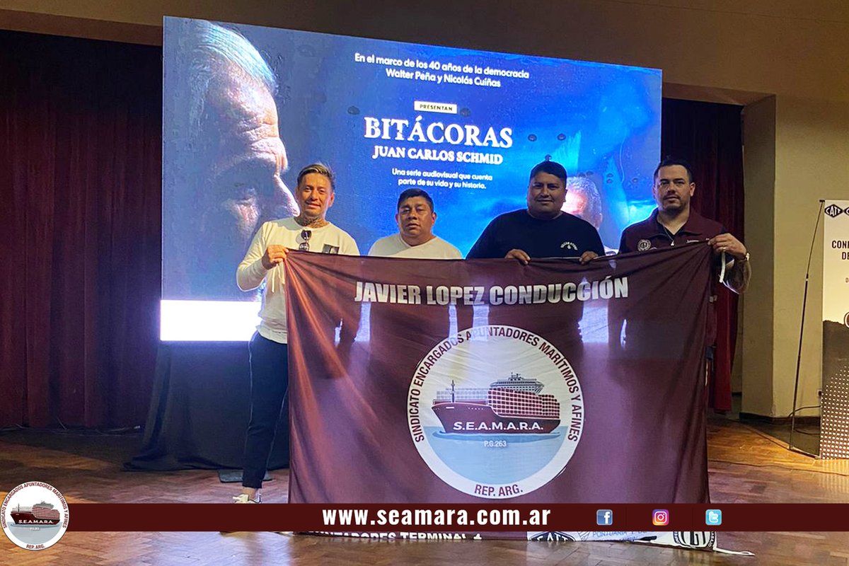 seamaraoficial's tweet photo. #SEAMARA presente en la presentación de #Bitacoras en @CATT_Cordoba. Apertura a cargo de el compañero Emiliano Gramajo de @AOITA_OFICIAL, en el marco de los 40 años de la vuelta de la #democracia
Participó del evento @JuanCSchmid y la participación especial de Victor Laplace. https://t.co/yPuWulAfUC