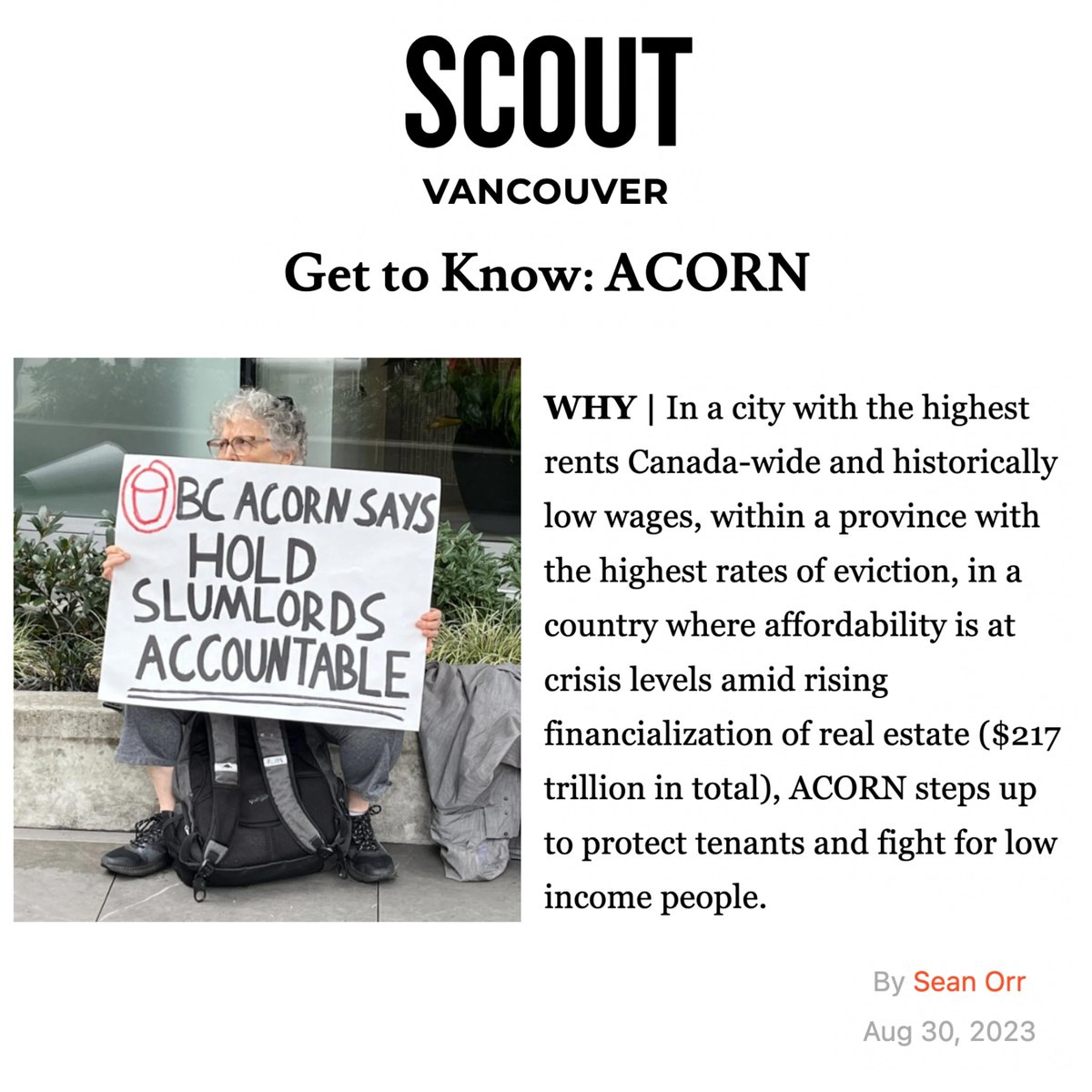 Check out our feature in Scout Vancouver! We are not just any union; we are YOUR union. Together, we advocate for affordable housing and stronger communities. Join ACORN as a member: acorncanada.org/join-us/