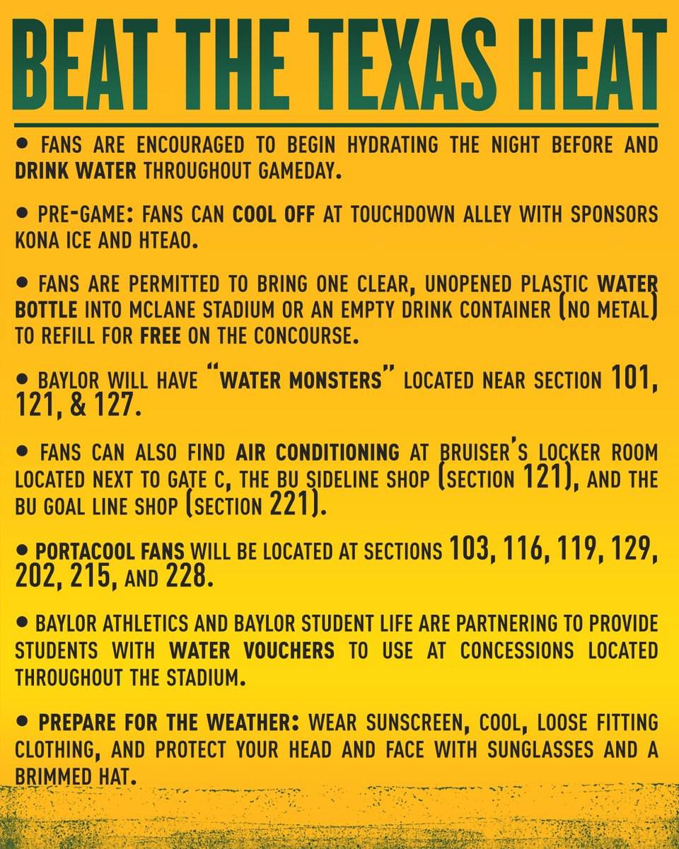 Stay cool during gameday 💦 Be proactive and stay hydrated while you cheer on the Bears ⬇️ #SicEm | #ThisIsBearCountry