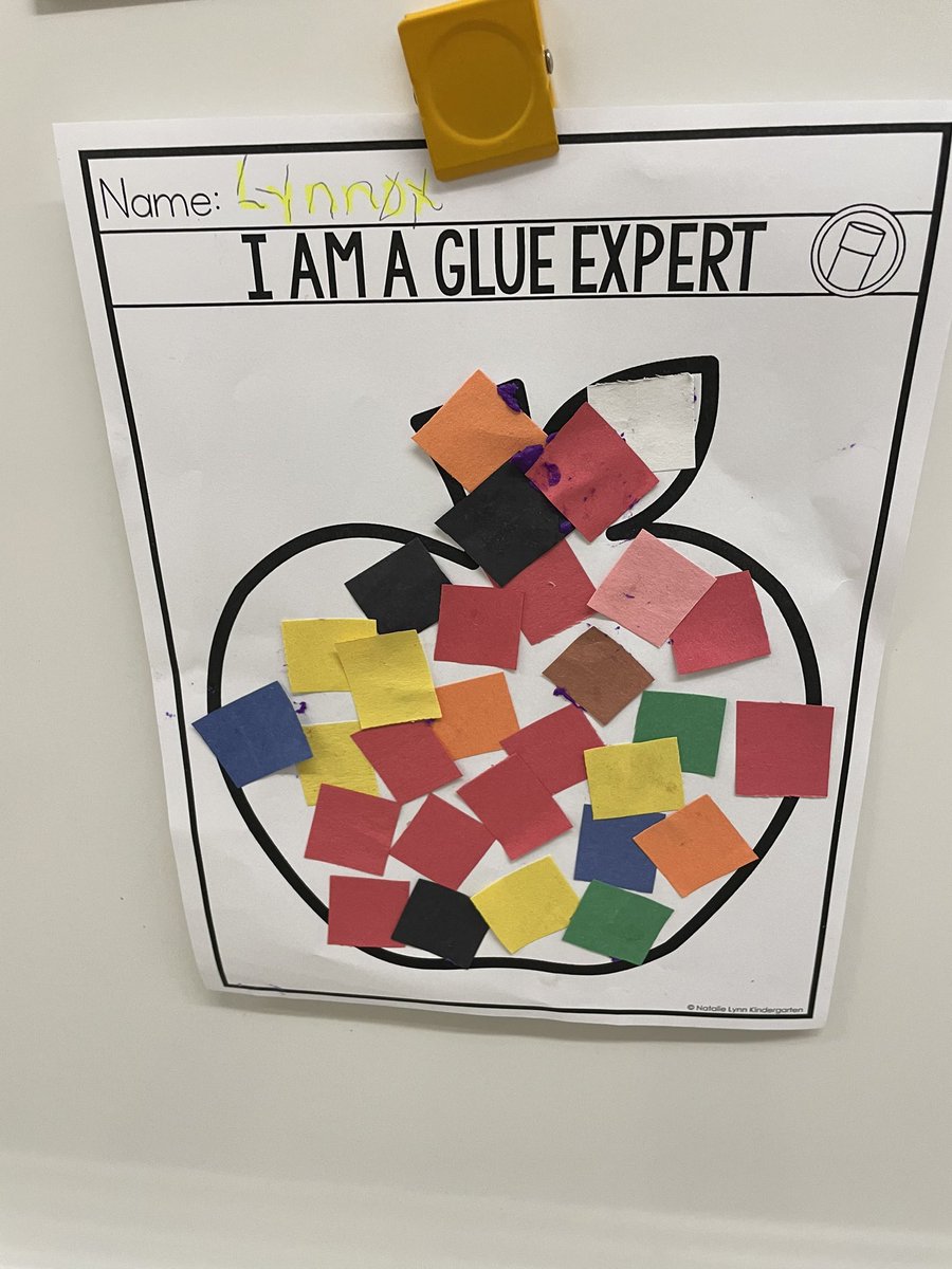 Kindergish's tweet photo. We are glue stick experts! #WES #kinder https://t.co/LpcKQb3CZi