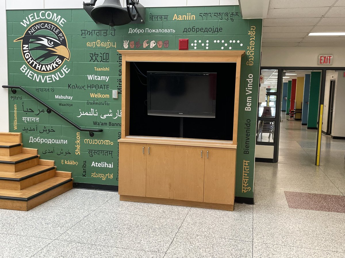 HelenTATh's tweet photo. Getting ready to welcome staff and students back into the building- feeling excited #WeAreKPR #WelcomeWall @newcastle_ps https://t.co/r0LSGSOLbf