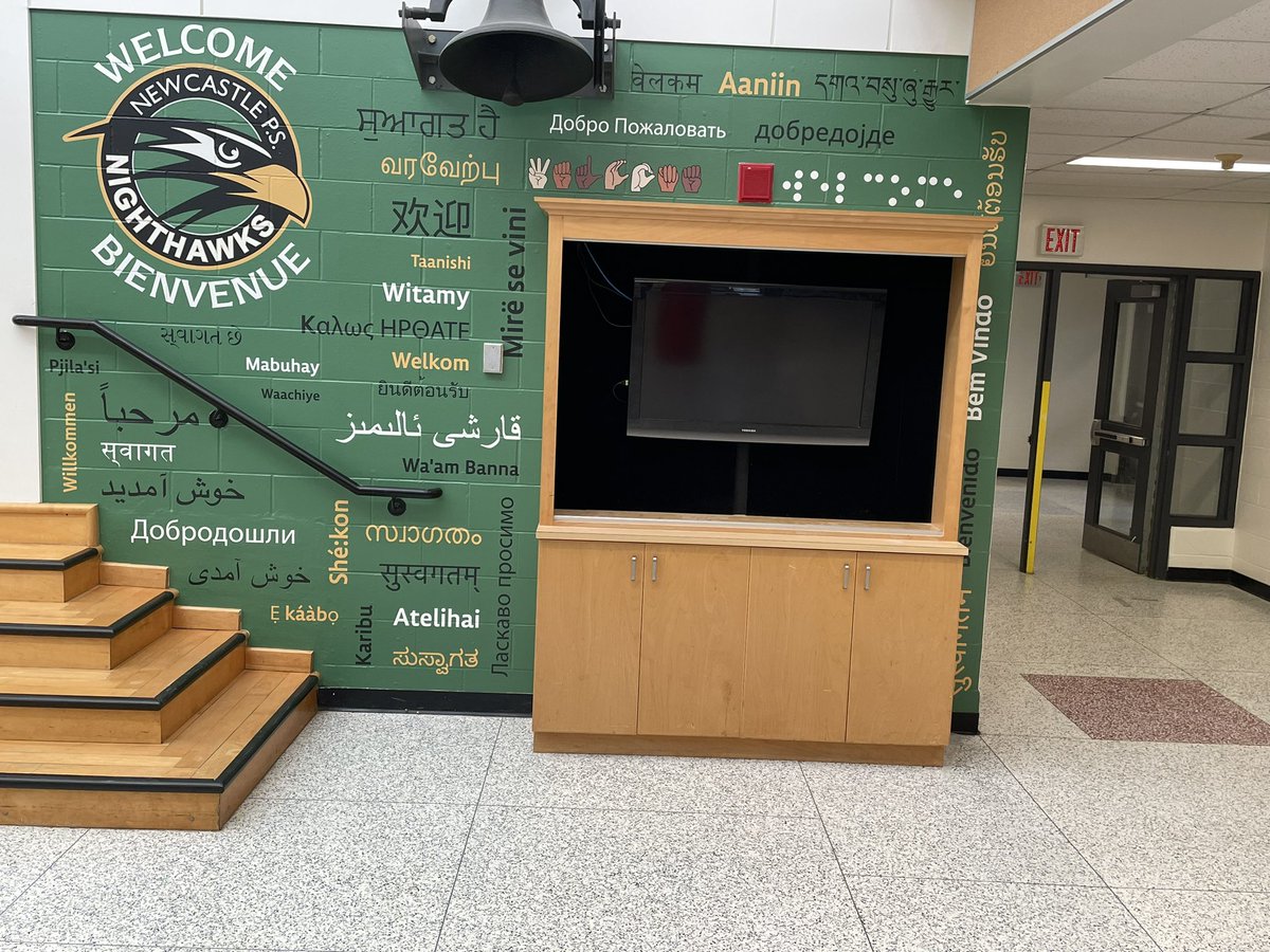 HelenTATh's tweet photo. Getting ready to welcome staff and students back into the building- feeling excited #WeAreKPR #WelcomeWall @newcastle_ps https://t.co/r0LSGSOLbf