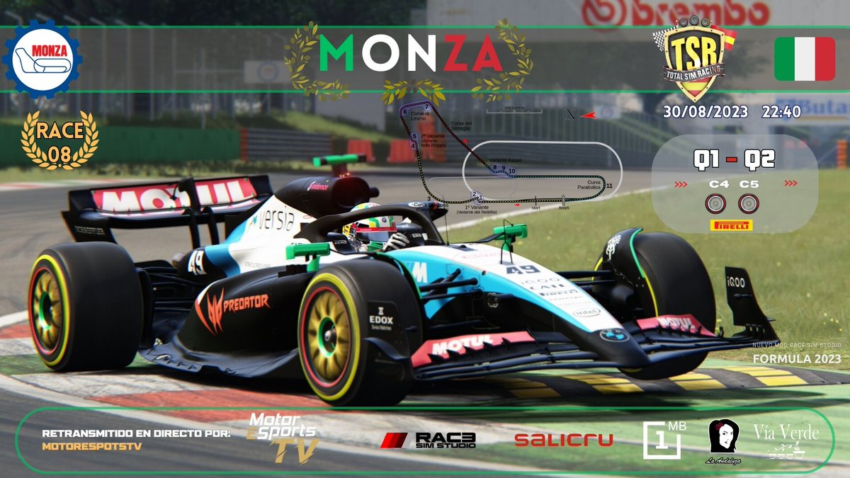 TSRSimRacing's tweet image. Se acabaron las vacaciones, volvemos con mas fuerza y con Mod nuevo @RaceSimStudio
  2023. Hoy toca calificar para la semana que viene darlo todo en Monza, este coche se nota potente.
Retransmite @MotorEsportsTV