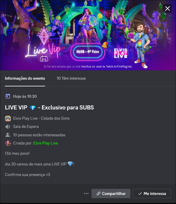 elvisplaylive's tweet image. Hoje tem LIVE VIP,
vou jogar um jogo EXCLUSIVO e antecipadamente!
#LiveVIP #ElvisPlayLive

discord.com/events/7072497…

*A live acontece no DISCORD, e é exclusivo para quem é Inscrito/Sub no meu canal da Twitch &amp;lt;3
#Discord