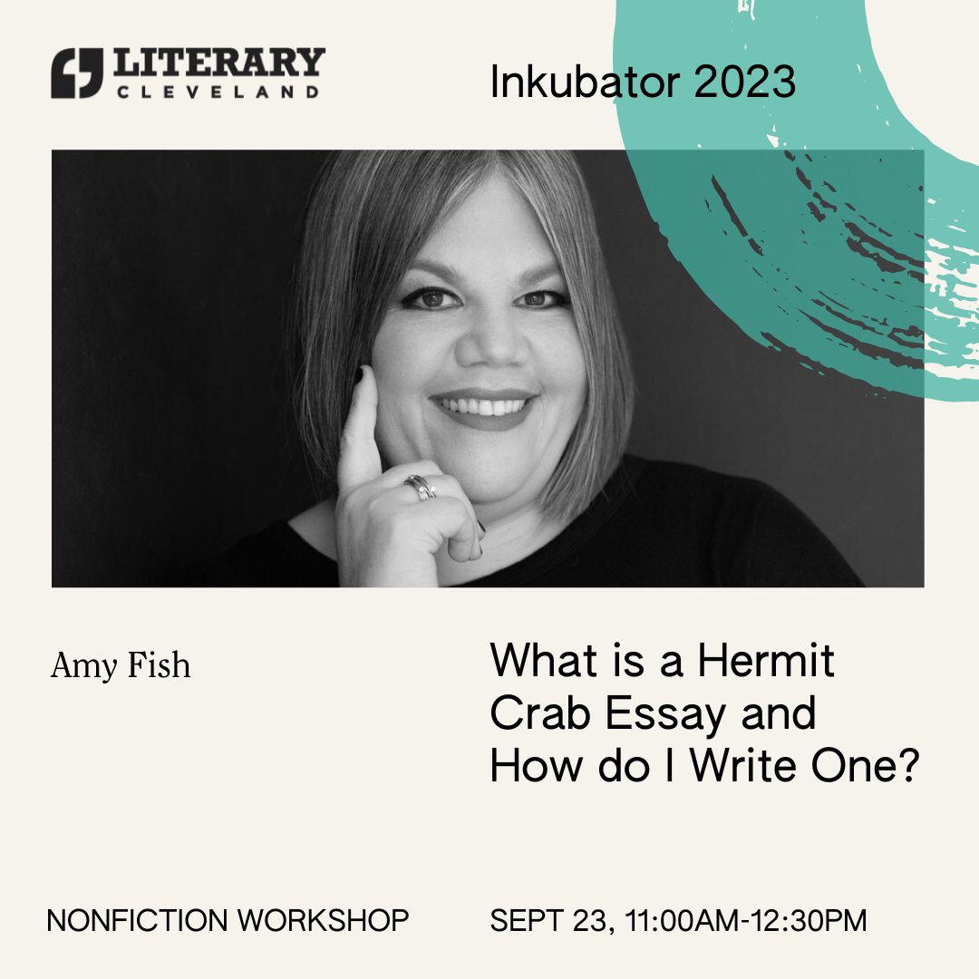 Saturday, Sep 23: <a href="/amyfishwrites/">amy fish</a> will review examples of hermit crab essays and then offer tips for creating your own at #CleInk23

Register for free eventbrite.com/e/2023-inkubat…