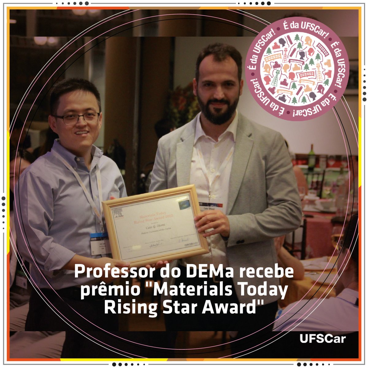 O professor Caio Gomide Otoni, do Departamento de Engenharia de Materiais da UFSCar, foi o único vencedor do hemisfério sul do prêmio "Materials Today Rising Star Award". Confira na matéria: ufscar.br/noticia?codigo…