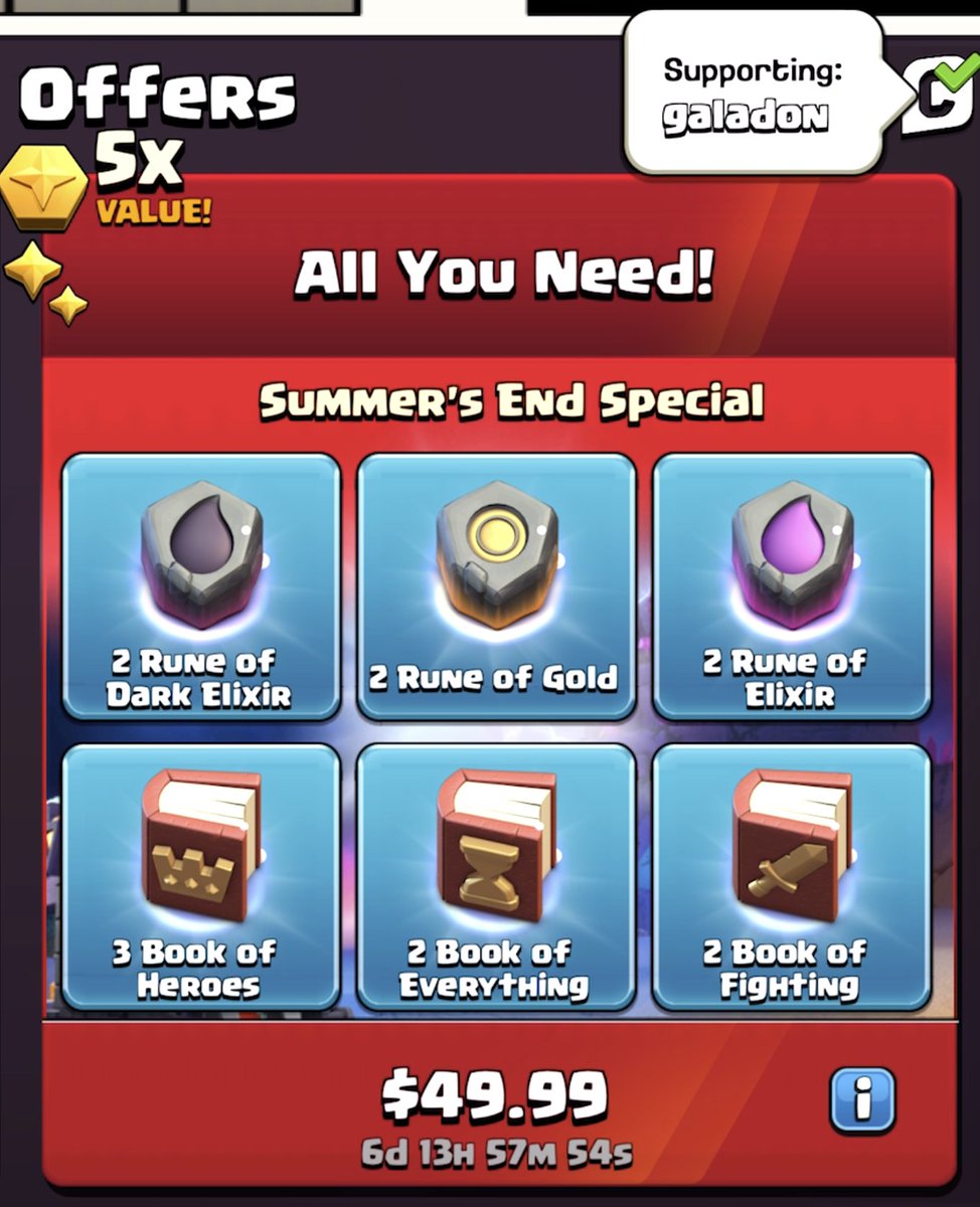 GaladonGaming's tweet image. Over $100 in packages in the shop right now...
Is Clash of Clans trying to tell us something?
#ClashofClans #UseCodeGaladon
