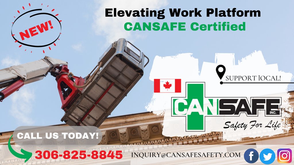 ℕ𝔼𝕎 ℂ𝕠𝕦𝕣𝕤𝕖 𝔸𝕝𝕖𝕣𝕥!!
𝐄𝐥𝐞𝐯𝐚𝐭𝐢𝐧𝐠 𝐖𝐨𝐫𝐤 𝐏𝐥𝐚𝐭𝐟𝐨𝐫𝐦 CANSAFE Certified!!
Contact us today for more information. 
inquiry@cansafesafety.com, 306-825-8845, or cansafesafety.com