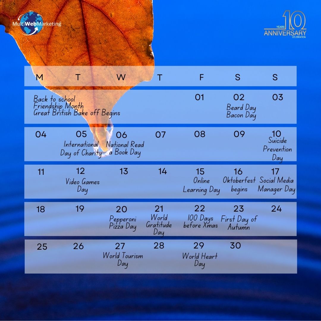 MultiWMarketing's tweet image. 🍂 Hello #september 🍂
​
Embracing the September sunsets and soaking in the last of summer vibes. 🌅✨ 
​This next month is full of social days for everyone to jump on board with to boost your engagement. 📈
bit.ly/3BIwVz2