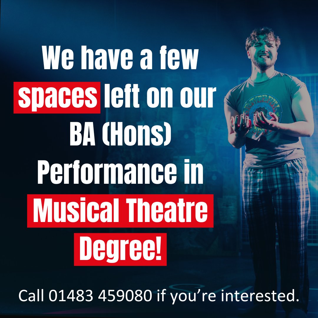 PPAcademyUK's tweet image. We still have a handful of spaces on our Musical Theatre degree for this September! Call 01483 459080 or email admissions@ppacademy.co.uk before it's too late ⌛#ppaplacetobe #musicaltheatre #lastchance