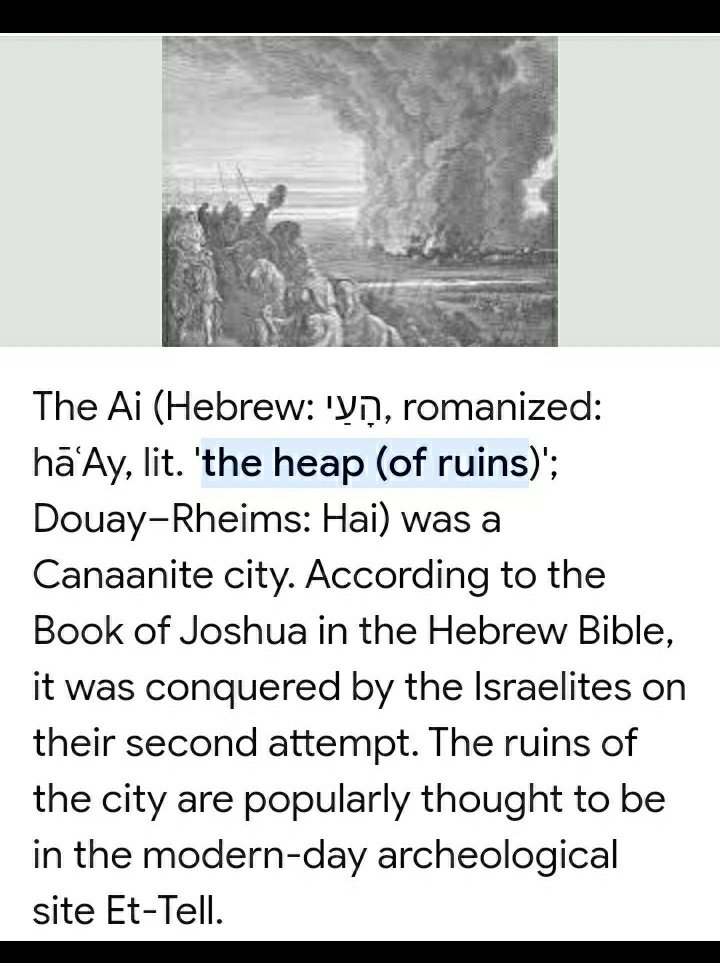 @TimeTravelAnon @BigBill60139099 @darkvdred AI is in the Bible which is fitting since I believe its the disembodied spirits of fallen ones &/or their nephalim spawn fun fact-Ai means the ruins which I find fitting since I think we're right about the same place again where God had 2 send the flood 👇 twitter.com/Tottykins1/sta…