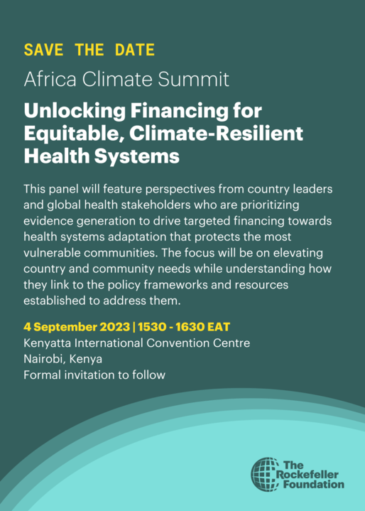 Headed to @AfClimateSummit next week? Join @NRaoMD for a critical convo on country-led Climate x Health solutions w. @HonChiponda, Bience Gawanas (@GlobalFund), & @Ad_Onyango #ACS23