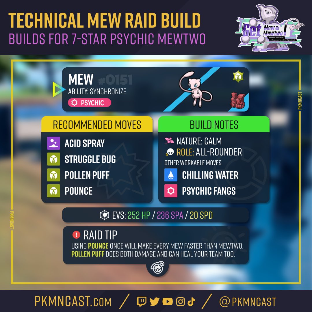pkmncast's tweet photo. Here are some Mew Builds! My video video below explains how to use them! https://t.co/9mpIwTJAId