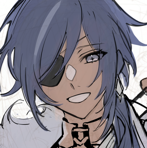 kaeya (genshin impact) 1boy male focus solo blue hair eyepatch bangs dark-skinned male  illustration images