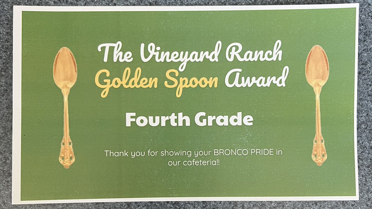NelsonGuerraR's tweet photo. I’m so proud of my class!  They won the Golden Spoon Award for exemplary behavior in the cafeteria. https://t.co/mb3GXBAyXA