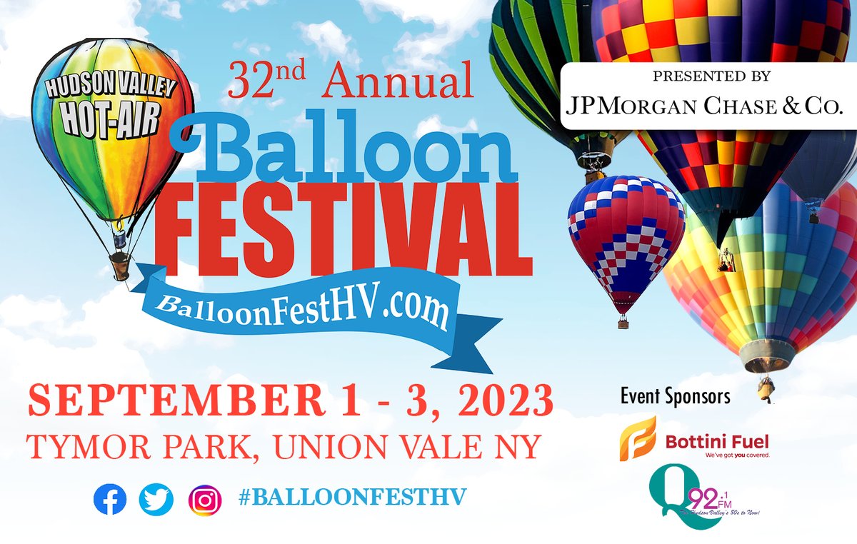 It starts Friday! Tickets at balloonfesthv.com. Balloons, food, vendors, fireworks, games, live music, vendors and more!

#balloonfestival #balloonfesthv #hudsonvalley #hotairballoons