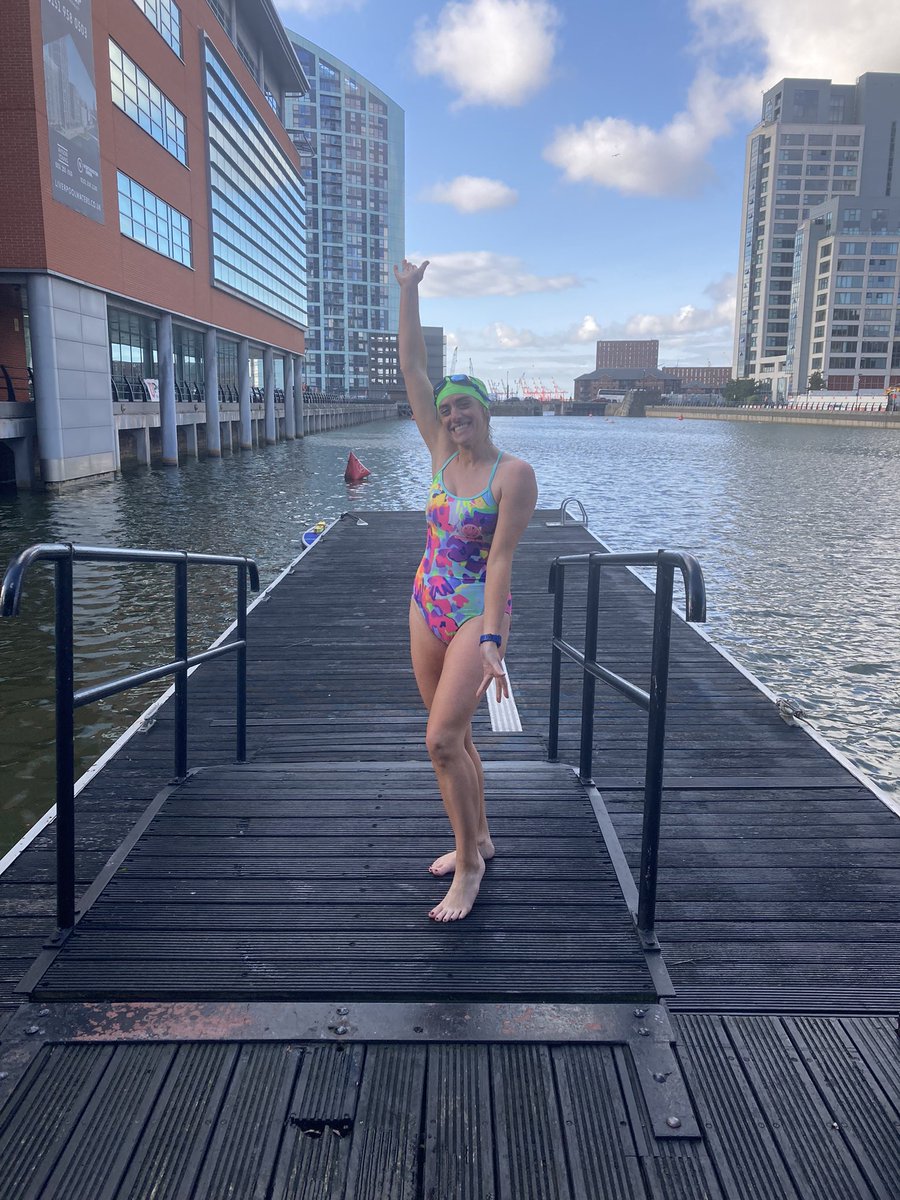 Really enjoyed taking part in the  #WeActiveChallenge with  #AHPsActive this month 🌈
A really great initiative! 
I’m on the long day in work tomorrow, so finished off the challenge by bringing the colour to Princes Dock with a skins swim in 16 degrees…an  invigorating finale 🏁