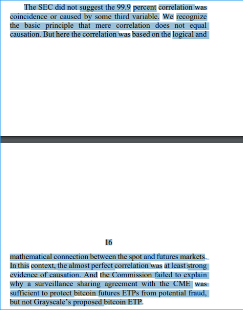 SGJohnsson's tweet photo. On potential remand: IMO, SEC needs to (1) again show 99.9% correlation is coincidence or caused by third variable AND (2) why lead/lag was not important in futures but is for spot  [Difficulty: AGAIN, NEARLY IMPOSSIBLE] https://t.co/Y6ZSrIGHlq