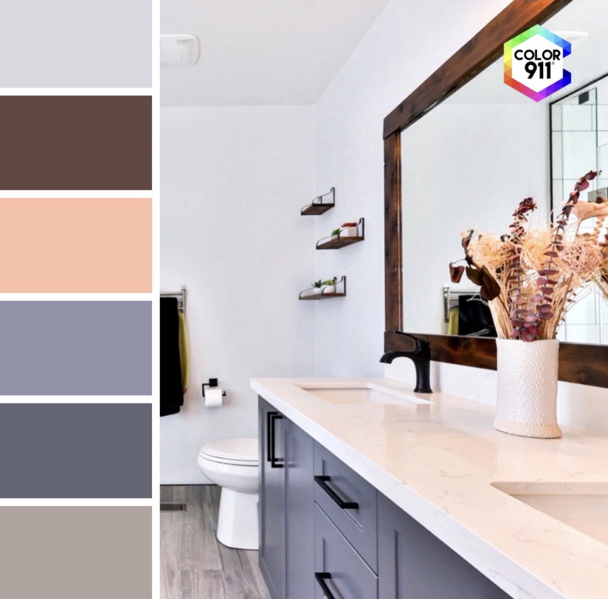 A3 Quiet colors in the bathroom can be a great choice, and it also gives you the chance to add a pop of color as an accent! #KBtribechat