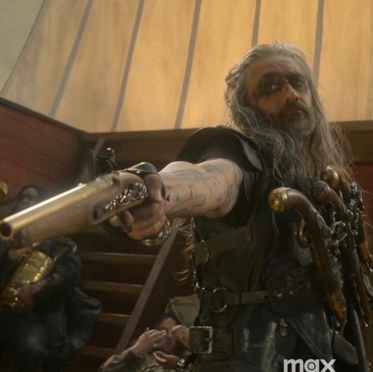 gentlebeerd's tweet photo. Oh, no! ☹️ He becomes the fucking Viking vampire clown with nine guns #OFMD #OurFlagMeansDeath #deared #blackbeard https://t.co/28UF7nCMon