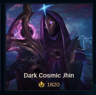 The new Dark Cosmic Jhin skin is out NOW! He cost only 1820 RP!! There's a bootleg "red version" scam going around trying to get you to pay $200 dollars for it. Don't fall for it!