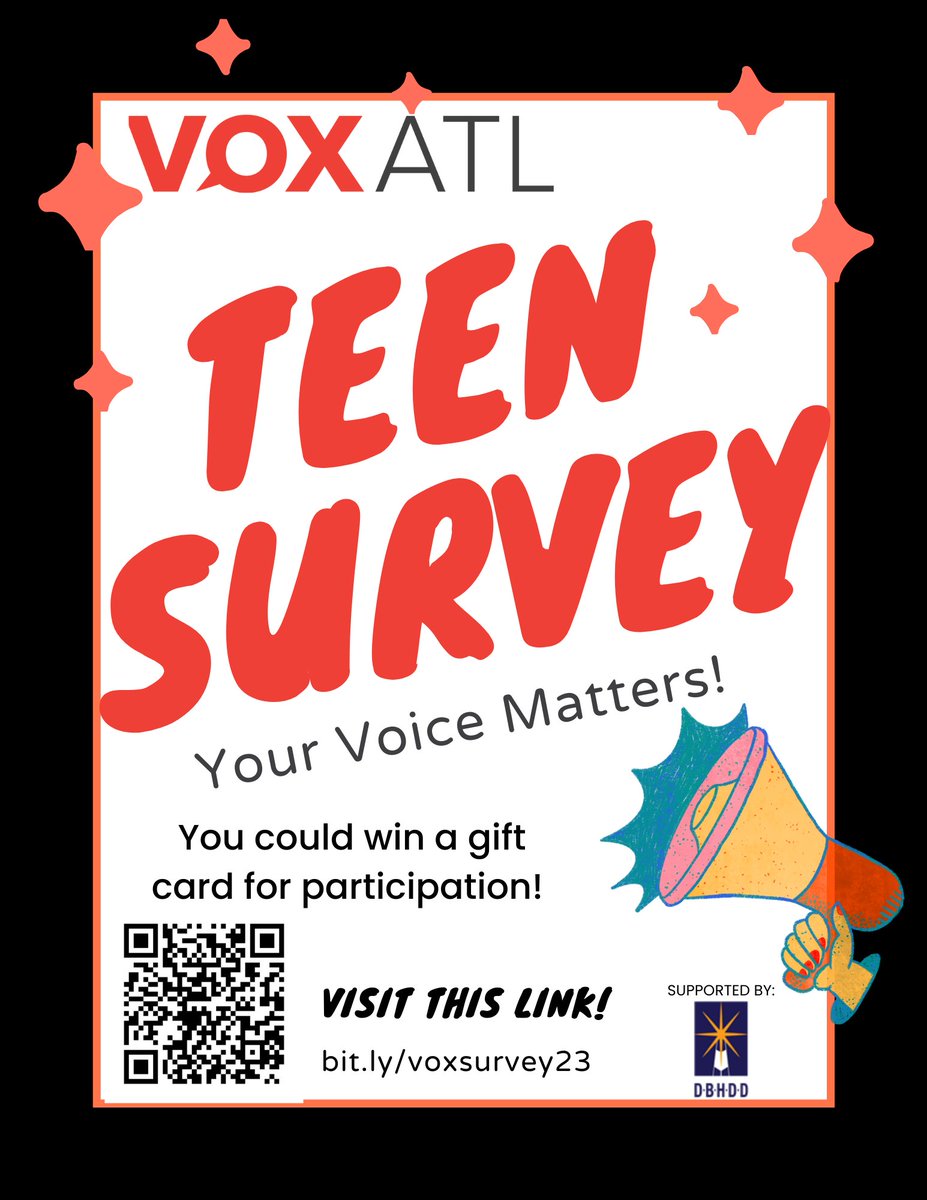 📣Calling all Georgia teens📣 We want to hear from you! Complete the #voxteensurvey for a chance to win a $50 gift card! Teens click here: bit.ly/voxsurvey23.
