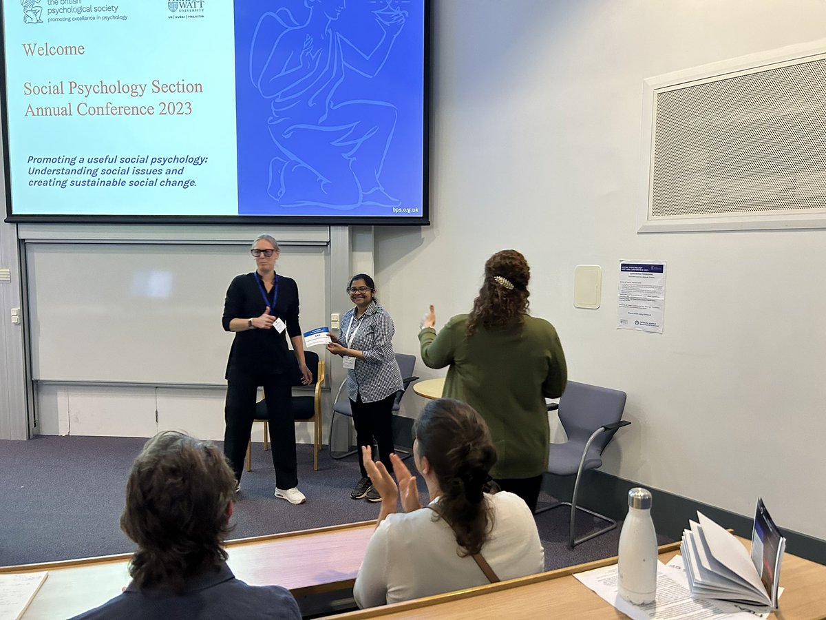 Sue Widdicombe (@suewiddicombe) on Twitter photo Congratulations <a href="/ishamangurkar/">Dr Isha Mangurkar</a> for winning best poster at the social psychology section conference! Congratulations <a href="/ishamangurkar/">Dr Isha Mangurkar</a> for winning best poster at the social psychology section conference!