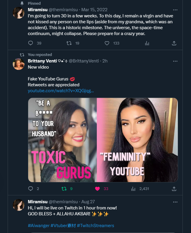 BrittanyVenti's tweet photo. My friend @themiramisu brought to my attention that my tweets don't show up on some people's accounts when you retweet it anymore.

I'm actually the most shadow banned account on this site &amp; I'm considering abandoning this account to make another one at this point.
@elonmusk https://t.co/71vWxXcTeD