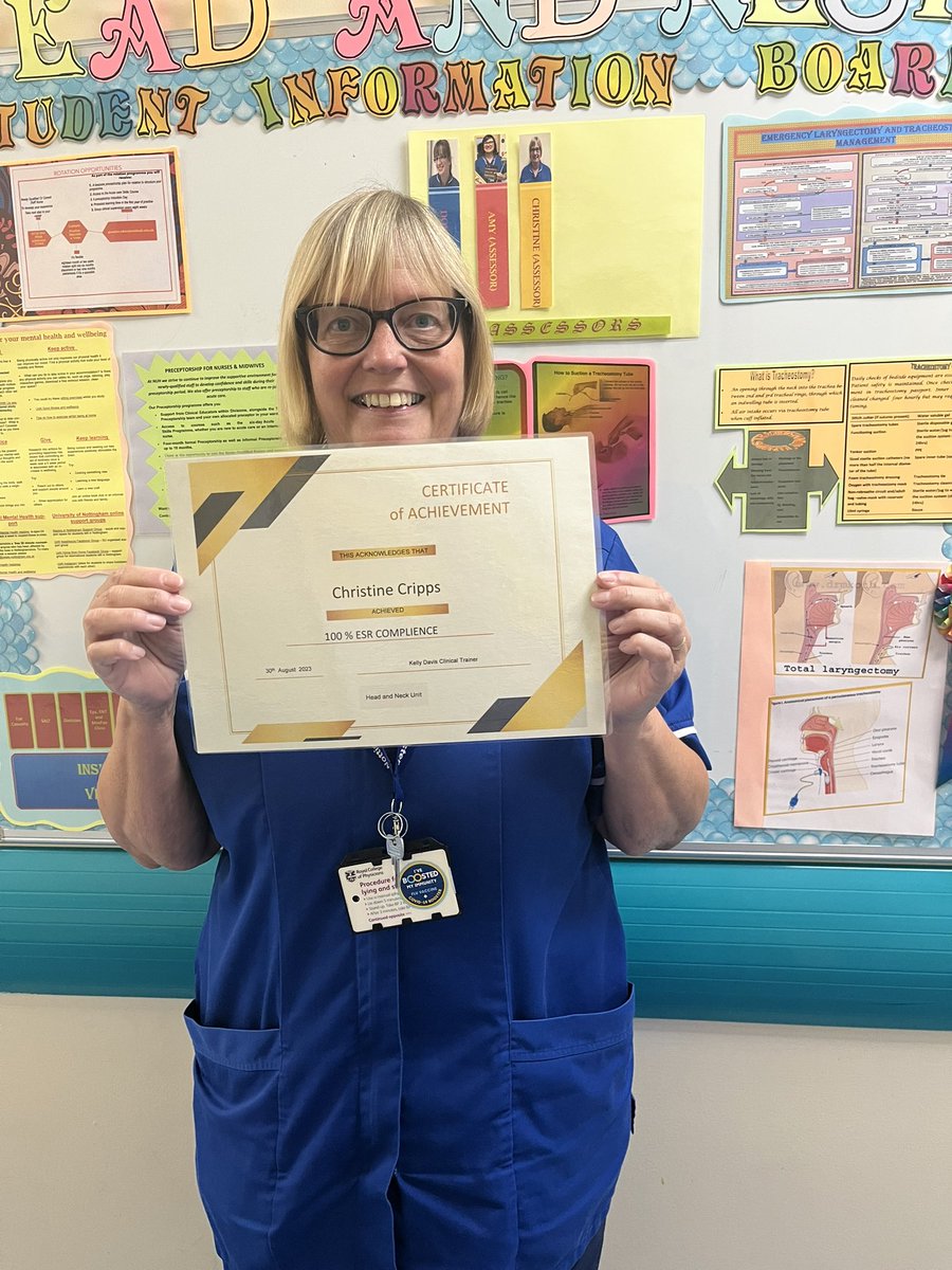 kellyda57876609's tweet photo. Look at those proud smiles,proud as punch to have received there 💯 ESR certificates.The Head and neck unit C25 staff are working incredibly hard to complete mandatory training, it was my pleasure to present your certificates @MiriamMutize @laurenghoare @CFCripps https://t.co/v8pL1XOHLO