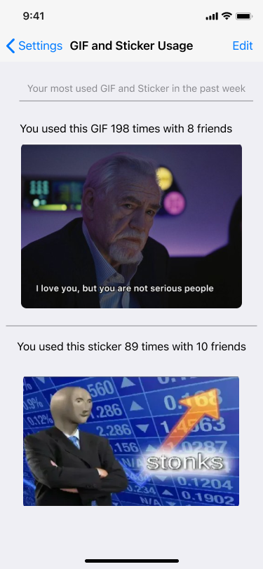 Whatsapp, but you can see your GIF and sticker usage