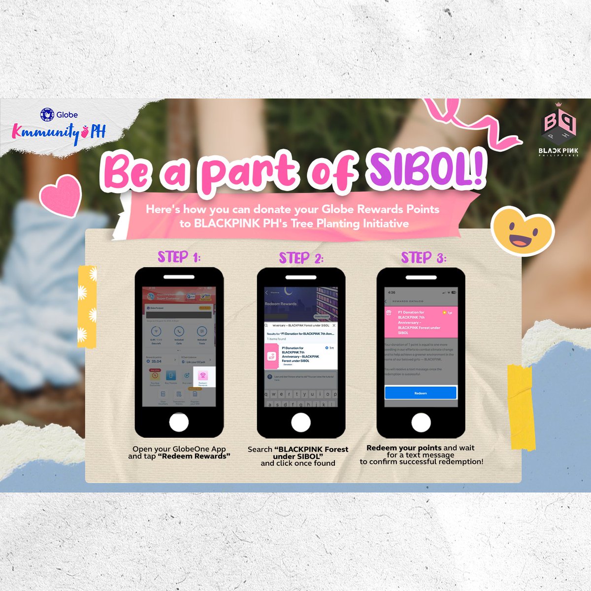 BLACKPINK_PH's tweet image. 🌱SIBOL pt.2 🌳
🌳 Last day of donation via GlobeOne App is today!  

Donate now! globe.com.ph/apps-content/g…

🌳 WINNER Forest 🌳 BLACKPINK Forest 🌳 TREASURE Forest 🌳

#GlobeKmmunityPH
#KmmunityPHlovesBPPH