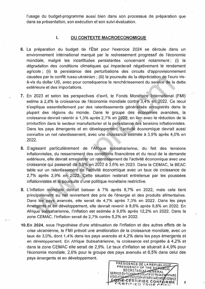 PR_Paul_BIYA's tweet photo. Circulaire relative à la préparation du budget de l'État pour l'exercice 2024.
#PaulBiya
#Cameroun 
1/5 https://t.co/l8MK6HV1TZ