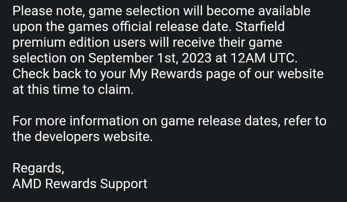 Dev1lGhost's tweet photo. Por fin sabremos cuando nos llegara nuestro código de #Starfield premium edition por AMD REWARDS a los que compramos una grafica o cpu participantes:
Septiembre 1  
12AM UTC 
1AM BST  
Agosto 31
8PM EST 
5PM PDT https://t.co/4jAUE45zY1