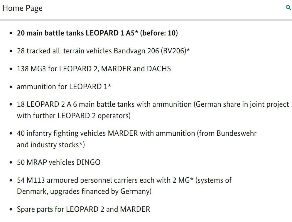 #Germany has provided a new military aid package to #Ukraine, which includes 10 Leopard 1A5 tanks, one TRML-4D radar, 16 Vector reconnaissance unmanned systems, four HX81 tank transporters, and more than 13 million small arms ammunition.