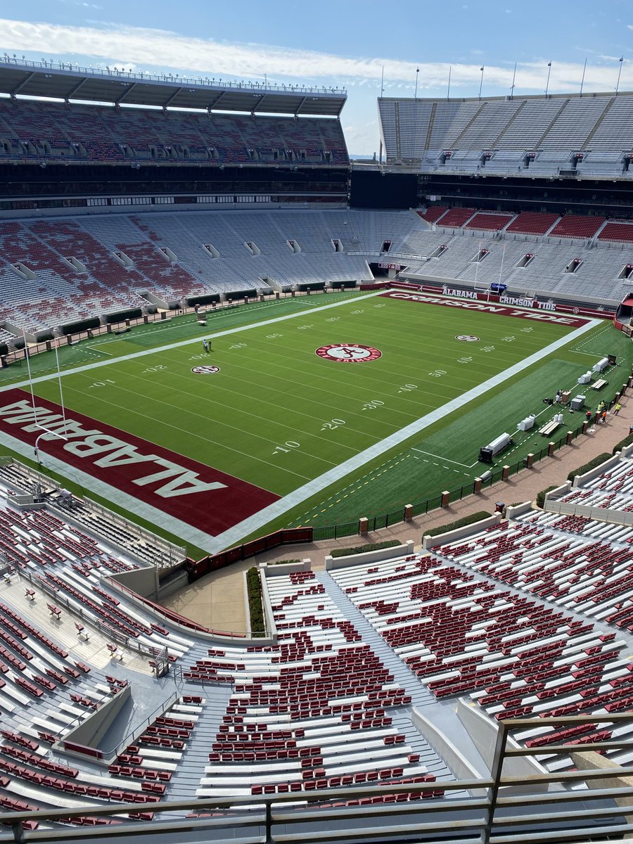 Great look at some of the updates to the field at BDS. Artificial turf has been installed in most of the sideline areas with the exception of the kickers practice area.