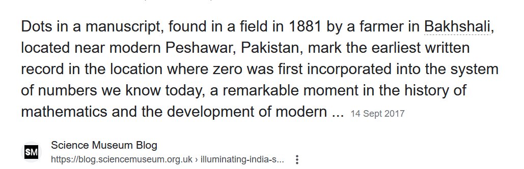 'Bakhshali manuscript' is the oldest text and script in the world which uses the number 0. It was founded near Peshawar in PAKISTAN.

Your entire existence is a big COPE! What more can you expect from people who name their country after a river in Pakistan.