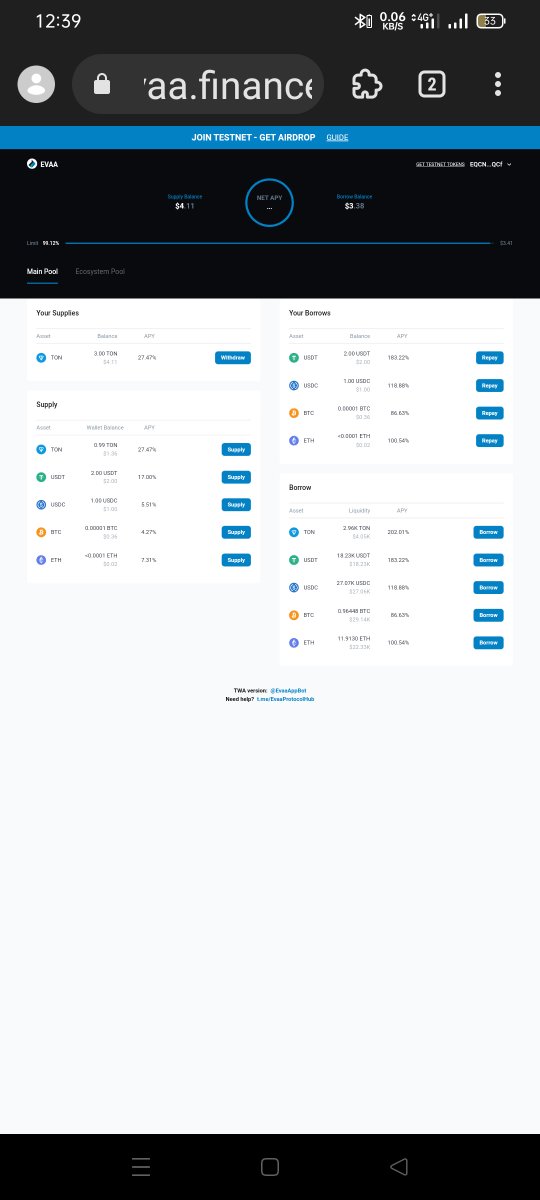 ehtvir's tweet image. Smooth simulated transactions, occasional contract latency. Convenient test token faucet. More docs &amp;amp; optimizations for advanced features needed. Impressive stability, no crashes! #TestnetFeedback
#EvaaProtocol