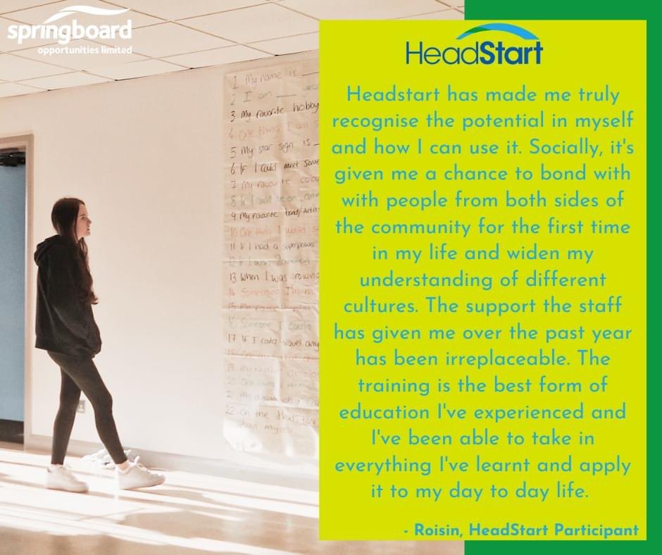 Take a look at the incredible journey of  #HeadStart participant Roisin👏

Are you interested in taking part? HeadStart is currently recruiting 🙌
Get in touch via dm or call us on 02890315111

#HeadStartJourney #SuccessStory #InspiringYoungPeople