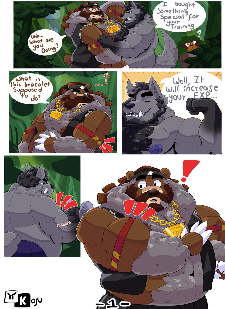 Exp Farming (Page 1) 💪
A Comic for: 
<a href="/grizzlybeaw/">the EmpBearroR</a> and <a href="/HoodieWulf/">Hoodie @hoodiewulf.bsky.social</a>

Let´s the special training begin!