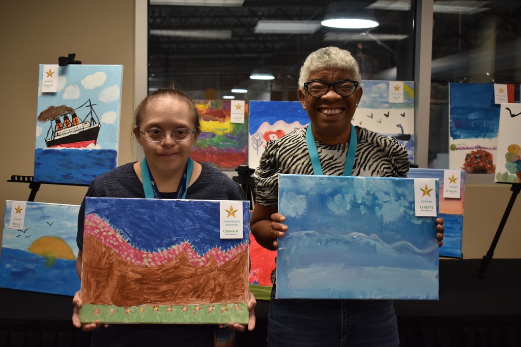 OPARC's tweet photo. Winner Winner! 🎉 OPARC's Art Contest Reception was a hit on Aug 23. Filled with positivity &amp; cheers as awards were announced! The art of 6 winners will be auctioned at next year's Founders Gala. All proceeds support OPARC programs. 🎨🏆 #OPARCArtContest https://t.co/5z9uFwDP2L