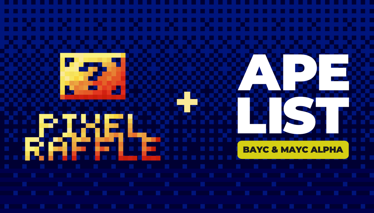 PixelRaffle's tweet photo. Tomorrow we'll be jumping on a Twitter space with @TheApeList_ at 1pm EST.

Join us and get to know the Pixel Raffle crew and answer any questions you have! 📢 https://t.co/QMudizRPsB