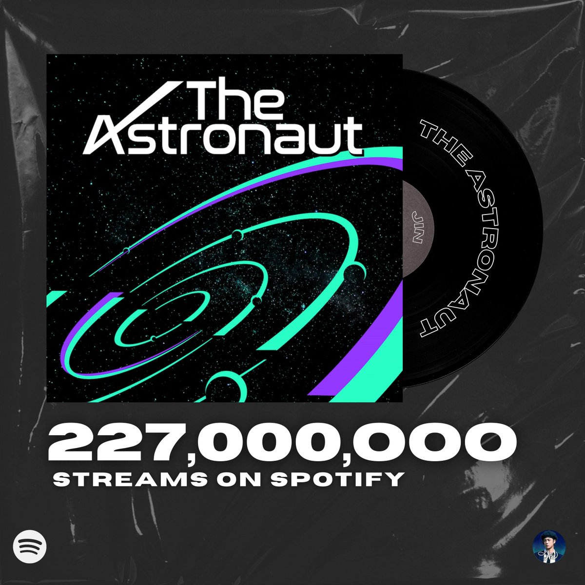 'The Astronaut” has surpassed 227 MILLION streams on Spotify! Congratulations Jin 🎊 #TheAstronaut #Jin #방탄소년단진 @BTS_twt