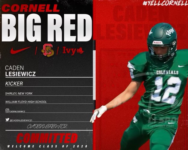 Caden Lesiewicz (@cadenlesiewicz1) on Twitter photo Committed! Canβt wait, go Big Red! <a href="/CoachCNice/">Chad Nice</a> <a href="/CUCoachArcher/">David Archer</a> <a href="/coachba81/">Bill Ashton</a> <a href="/OneOnOneNJNYPA/">One On One Kicking Northeast</a> <a href="/brendancahill_/">Brendan Cahill</a> Committed! Canβt wait, go Big Red! <a href="/CoachCNice/">Chad Nice</a> <a href="/CUCoachArcher/">David Archer</a> <a href="/coachba81/">Bill Ashton</a> <a href="/OneOnOneNJNYPA/">One On One Kicking Northeast</a> <a href="/brendancahill_/">Brendan Cahill</a>