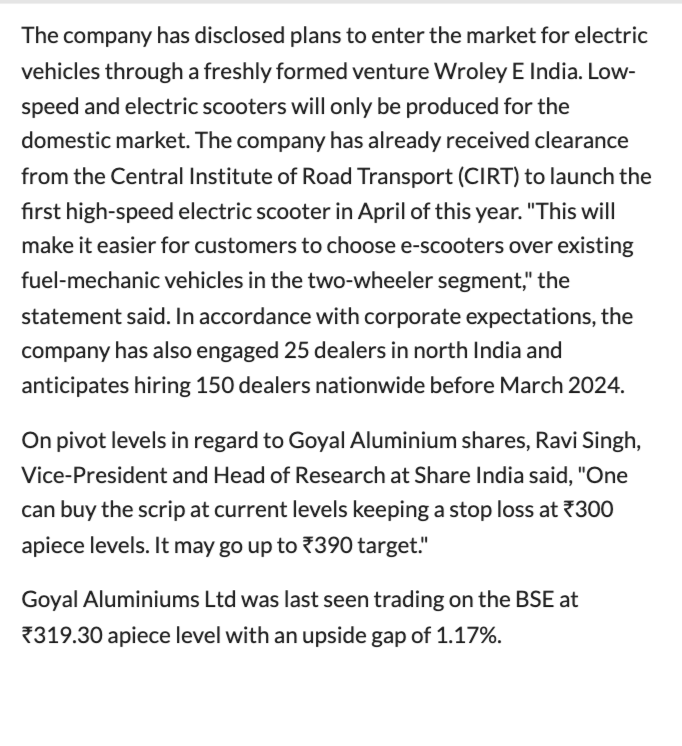 After an article on @livemint, a Smallcap firm called Goyal Aluminiums Ltd dipped by 73.5%. Interestingly: - The article had NO MENTION of an author. - Had one sided positive coverage. - No disclaimer was given. (Have linked the entire article: please read it carefully)…